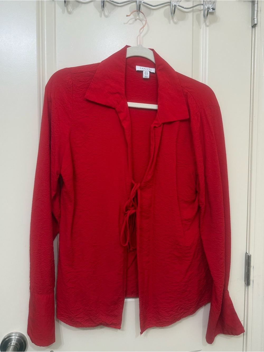 BUNDLE- Top shop Bright Red & beige Tie-Front Blouse